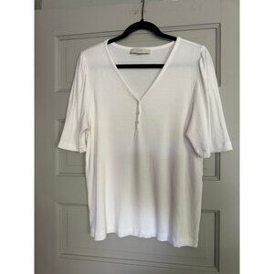 LOFT white fitted buttoned blouse size XL